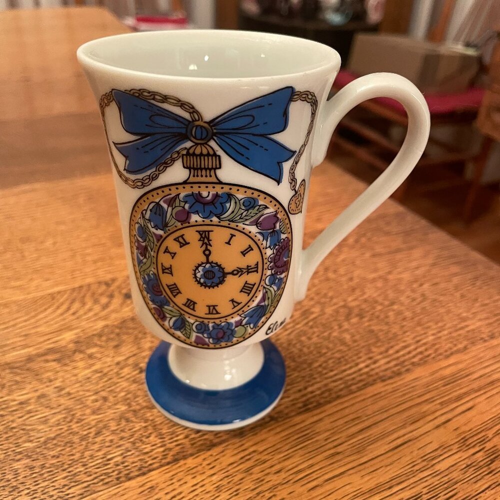 Vintage Arnart Coffee Time Porcelain Pedestal Coffee Cup Mug